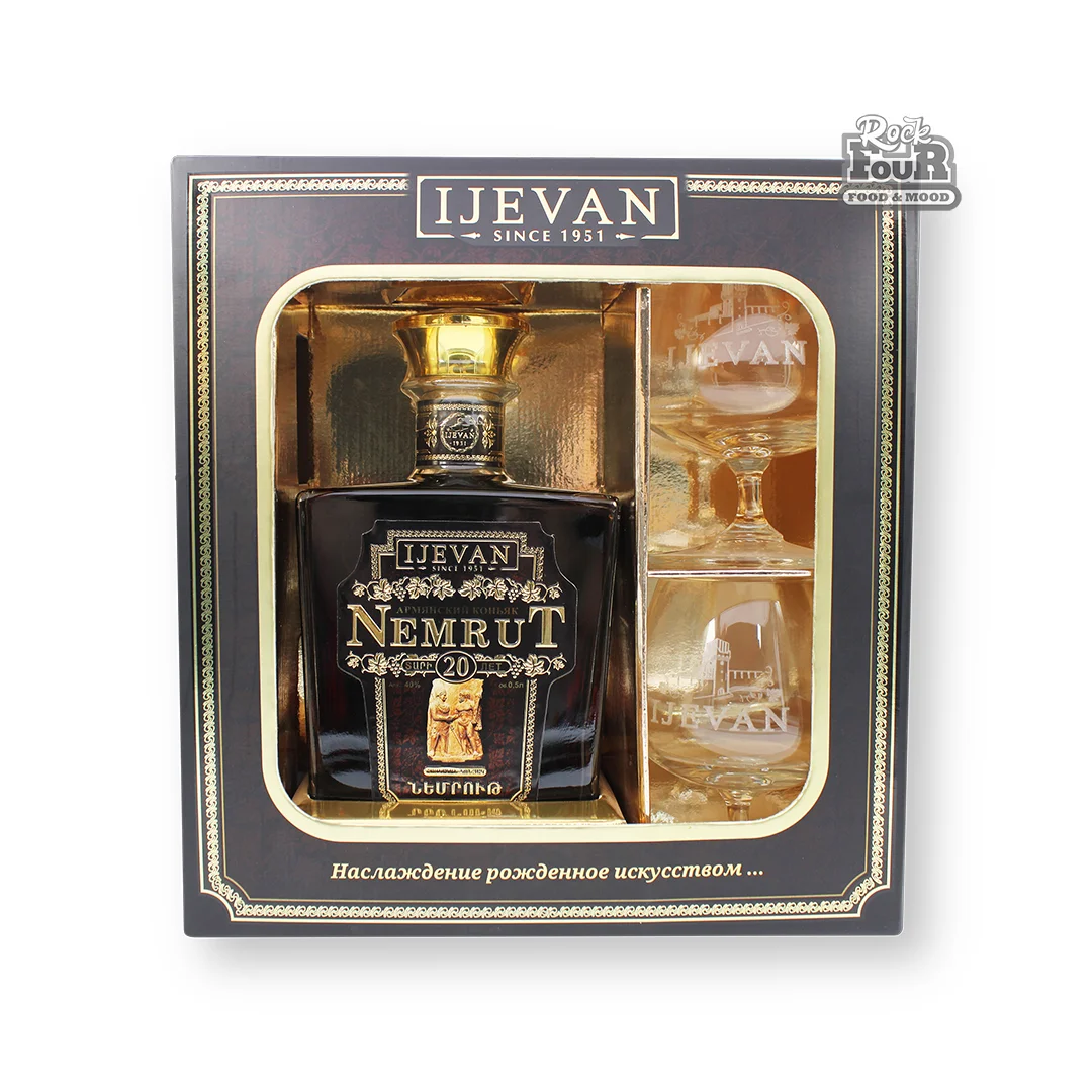 Cognac "Ijevan Nemrut" 20y, 500ml + 2 glasses